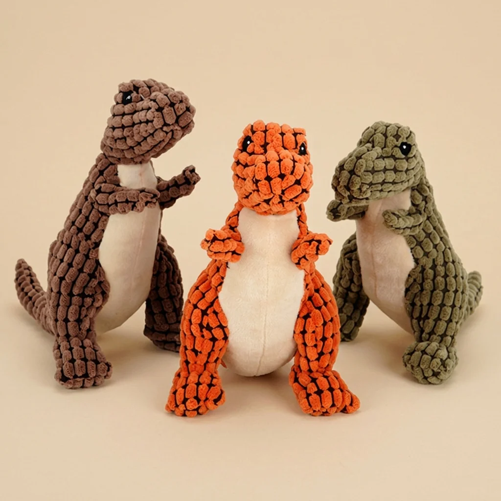 Jouet en Peluche Dinosaure pour Chien avec Couineur – Jouet Doux à Mâcher image 5