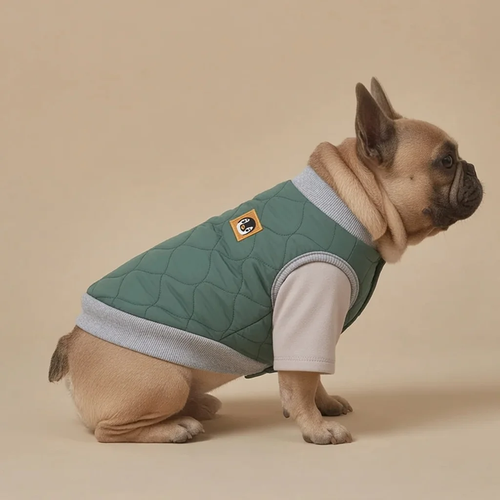 Quilted Dog Vest with Ribbed Collar and Embroidered Patch image 2