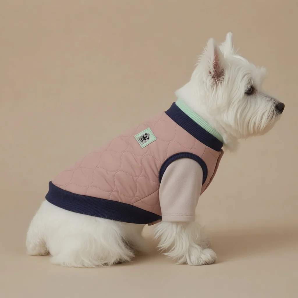 Quilted Dog Vest with Ribbed Collar and Embroidered Patch image 4