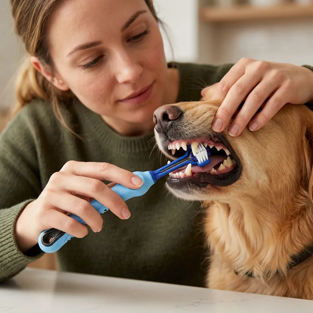 Three-Sided Pet Toothbrush for Dogs - 360° Cleaning Design image 2