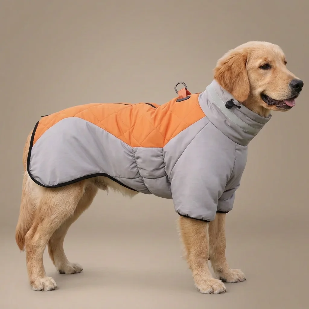Waterproof Quilted Winter Dog Coat with Reflective Strips for Medium to Large Dogs image 2