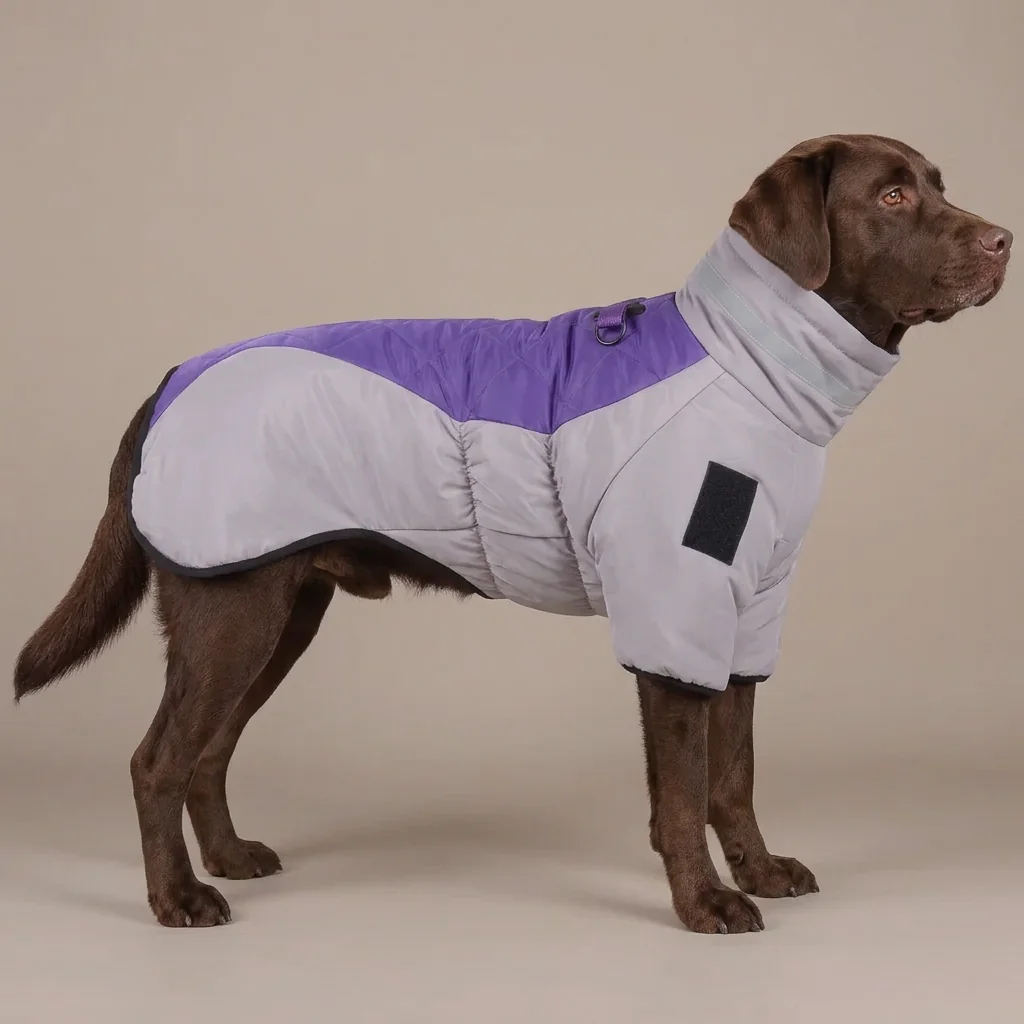 Waterproof Quilted Winter Dog Coat with Reflective Strips for Medium to Large Dogs image 4