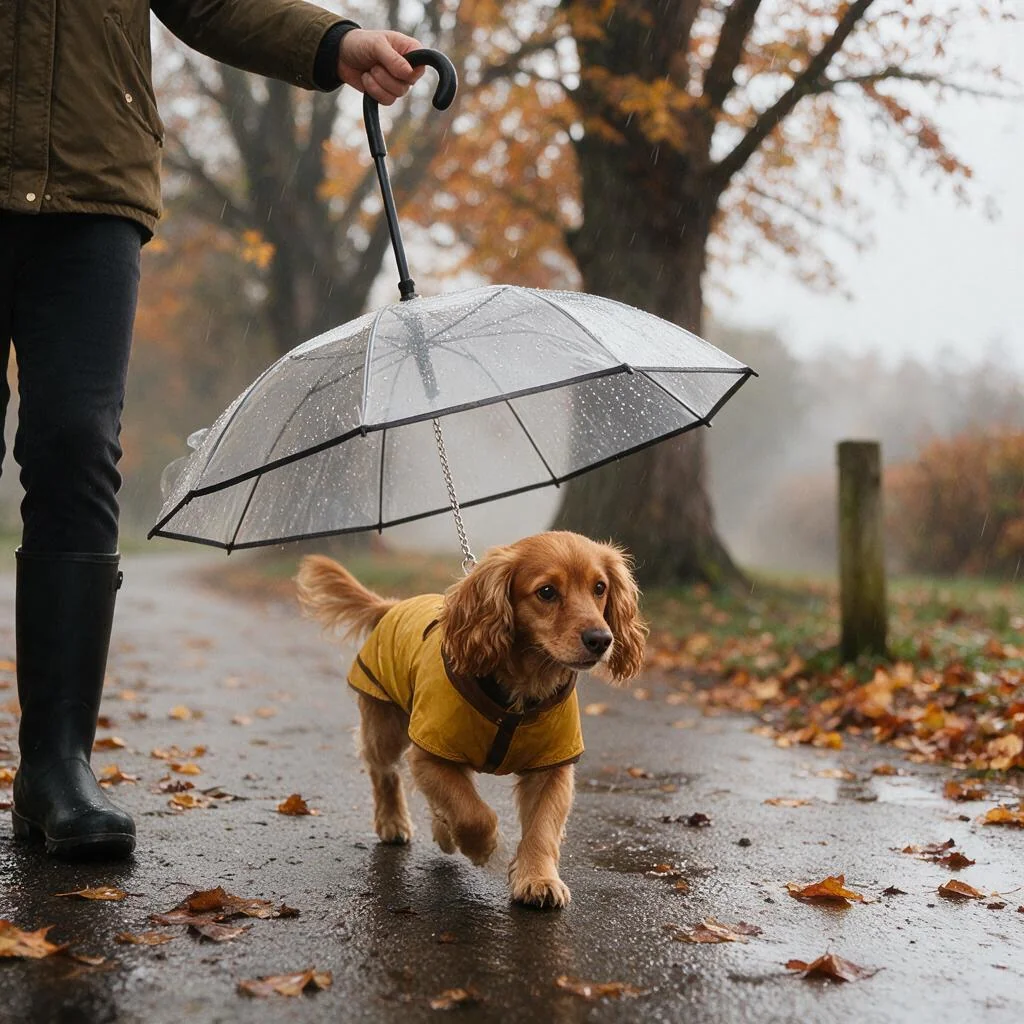 Parapluie transparent pour chien avec laisse intégrée pour la pluie image 2
