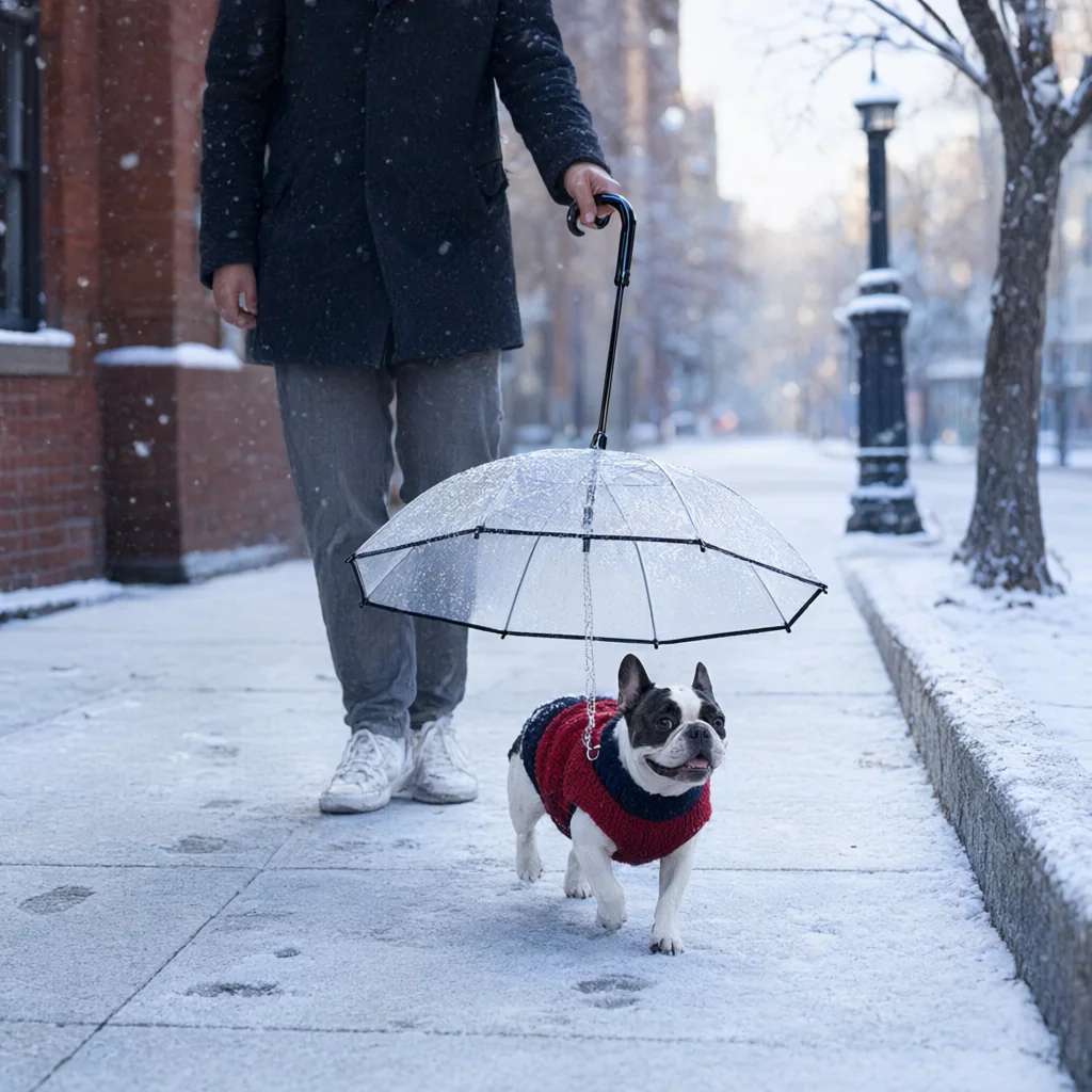 Parapluie transparent pour chien avec laisse intégrée pour la pluie image 4