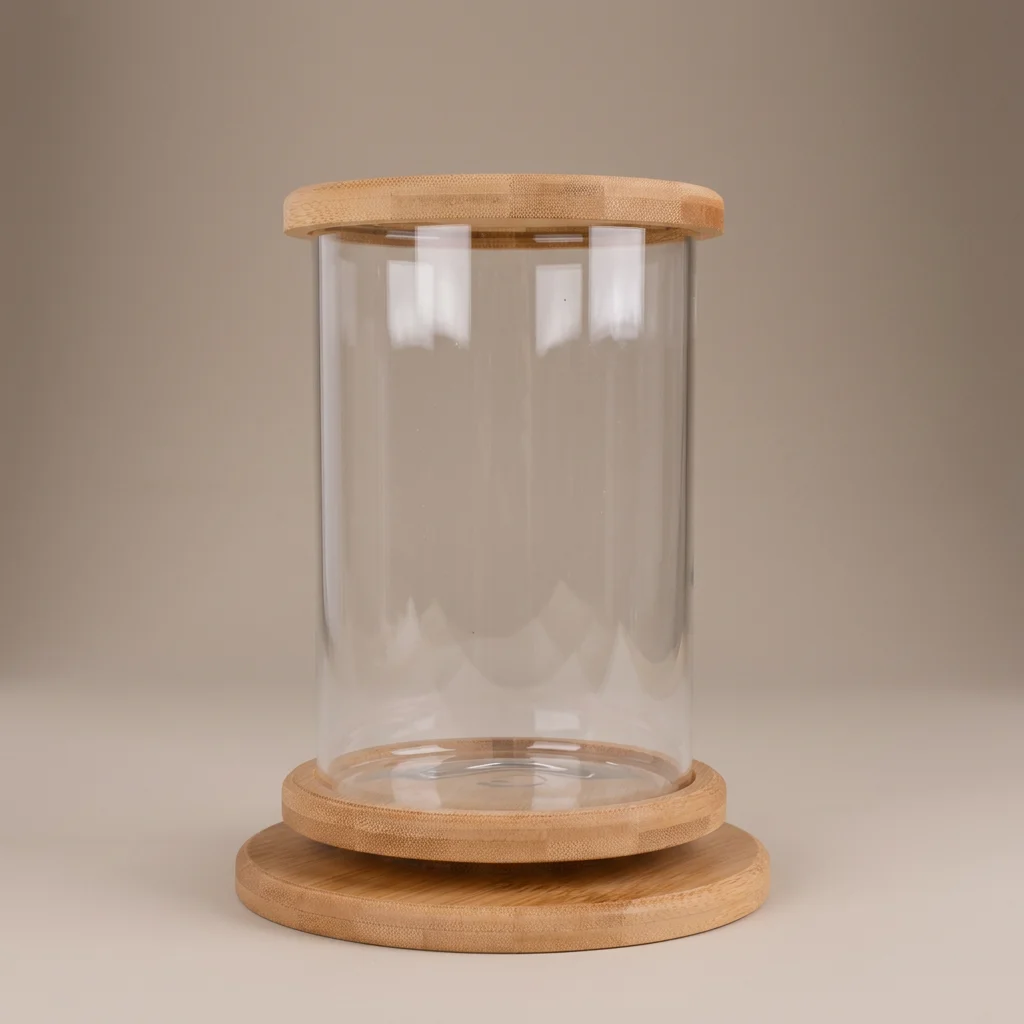 Mini aquarium en verre avec base en bambou – Réservoir de bureau
