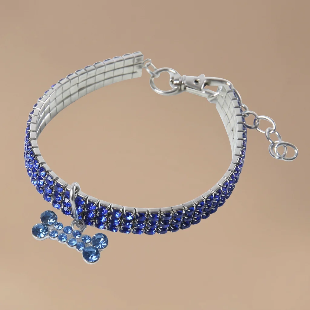 Collier Scintillant en Strass pour Chien et Chat avec Breloque Cristal – Petit à Moyen