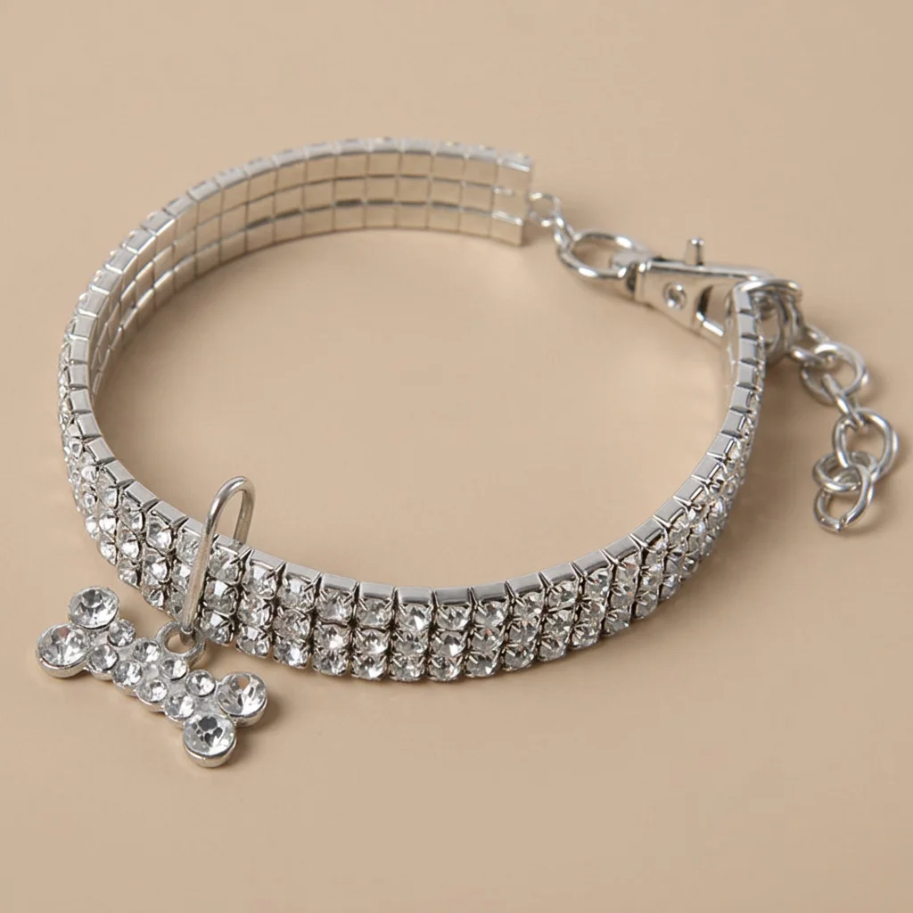 Collier Scintillant en Strass pour Chien et Chat avec Breloque Cristal – Petit à Moyen image 6
