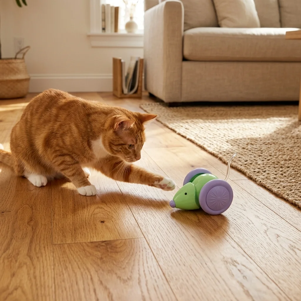 Interactive Electric Mouse Car Cat Toy with Intelligent Obstacle Avoidance