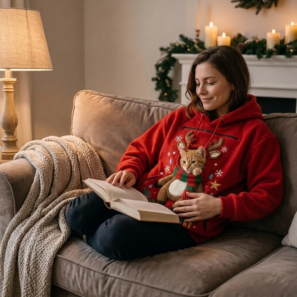 Festive Christmas 3D Printed Hooded Sweatshirt with Pockets image 2