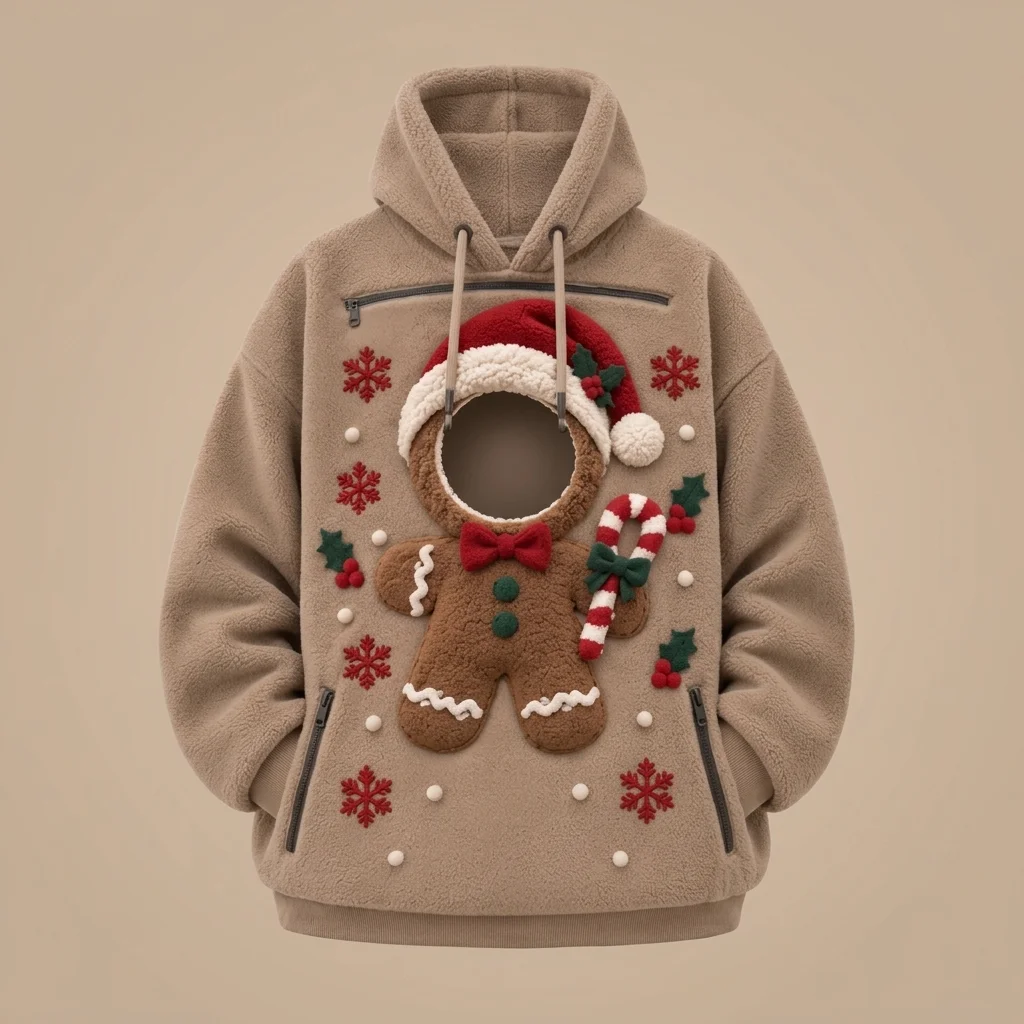Festive Christmas 3D Printed Hooded Sweatshirt with Pockets image 4
