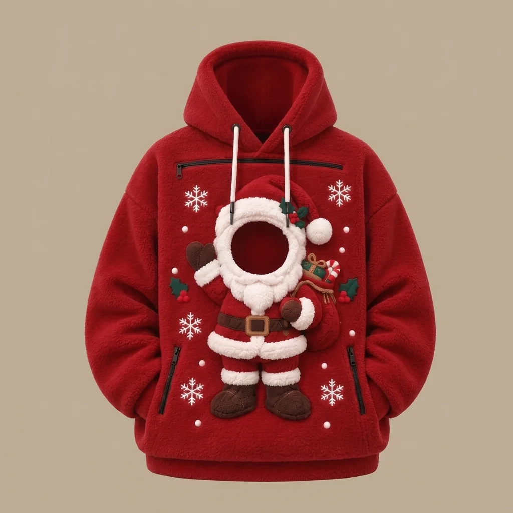 Festive Christmas 3D Printed Hooded Sweatshirt with Pockets image 5